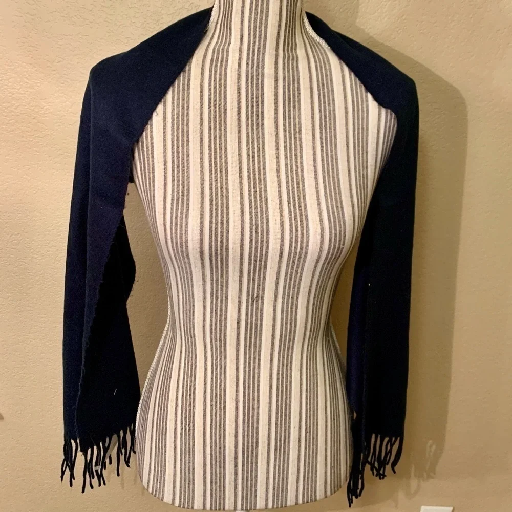 NWT Cashmaire Scarf Navy Blue Acrylic Fringe ends Super Soft $295 Retail New